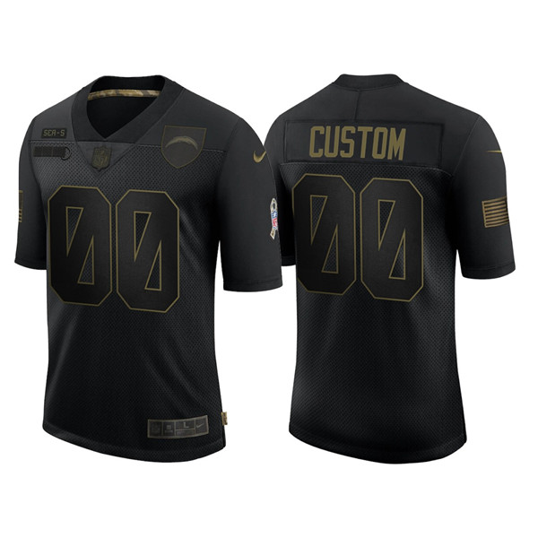 Men's Los Angeles Chargers ACTIVE PLAYER Custom 2020 Black Salute To Service Limited Stitched NFL Jersey